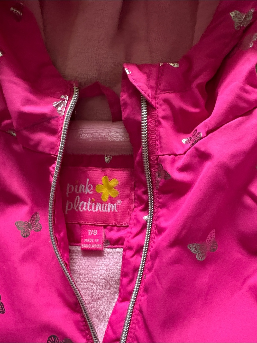 Platinum Hot Pink Hooded Jacket with Silver Butterfly Detail - Picture 2 of 5